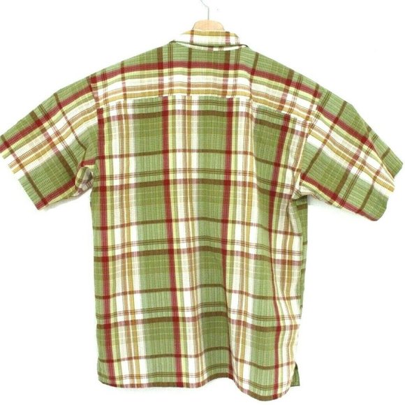 Patagonia Mens Medium Organic Cotton Green Short Sleeve Button Up Plaid Shirt - Picture 2 of 4